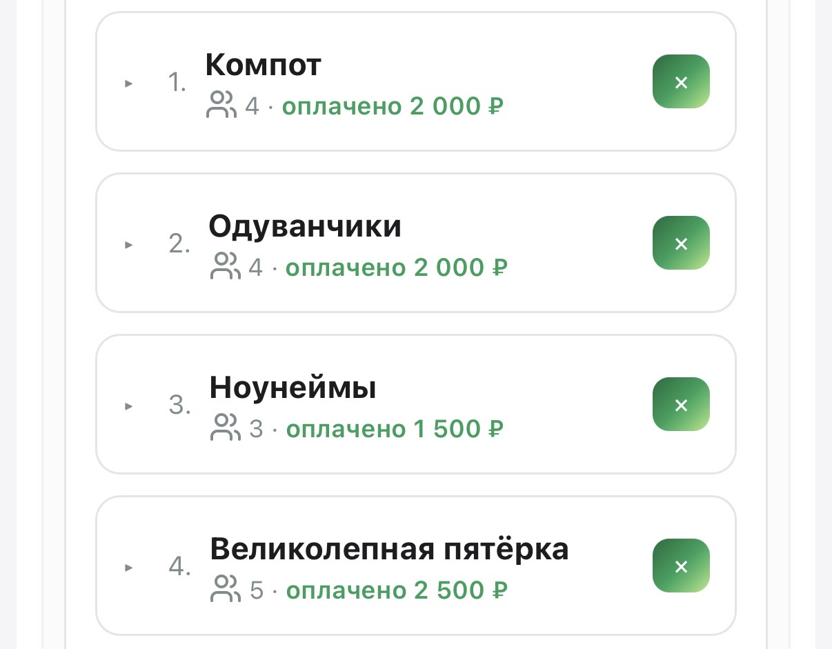 Отметили оплаты